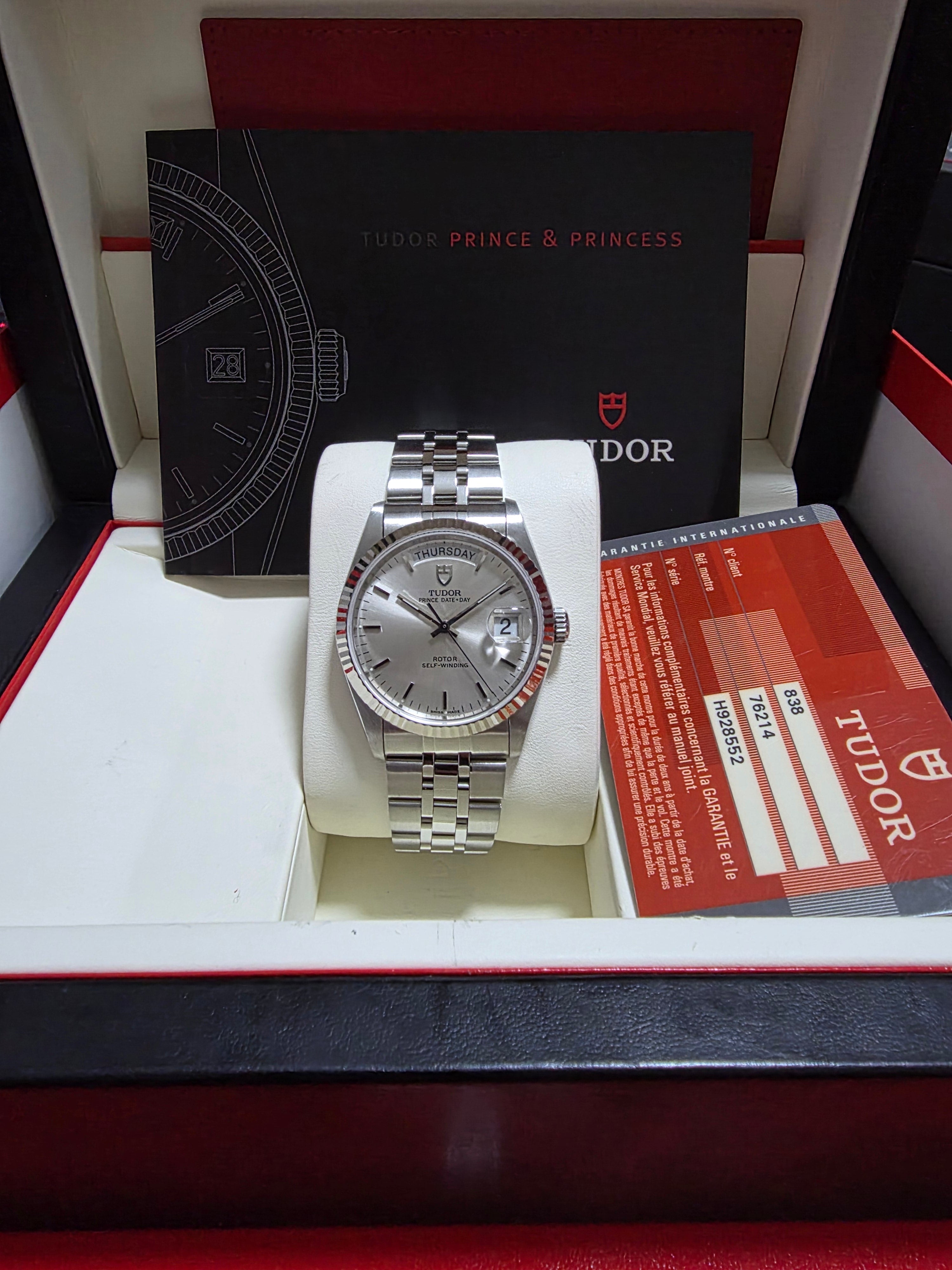 Tudor Prince Date Day Sunburst Dial 76214 36mm Full Set