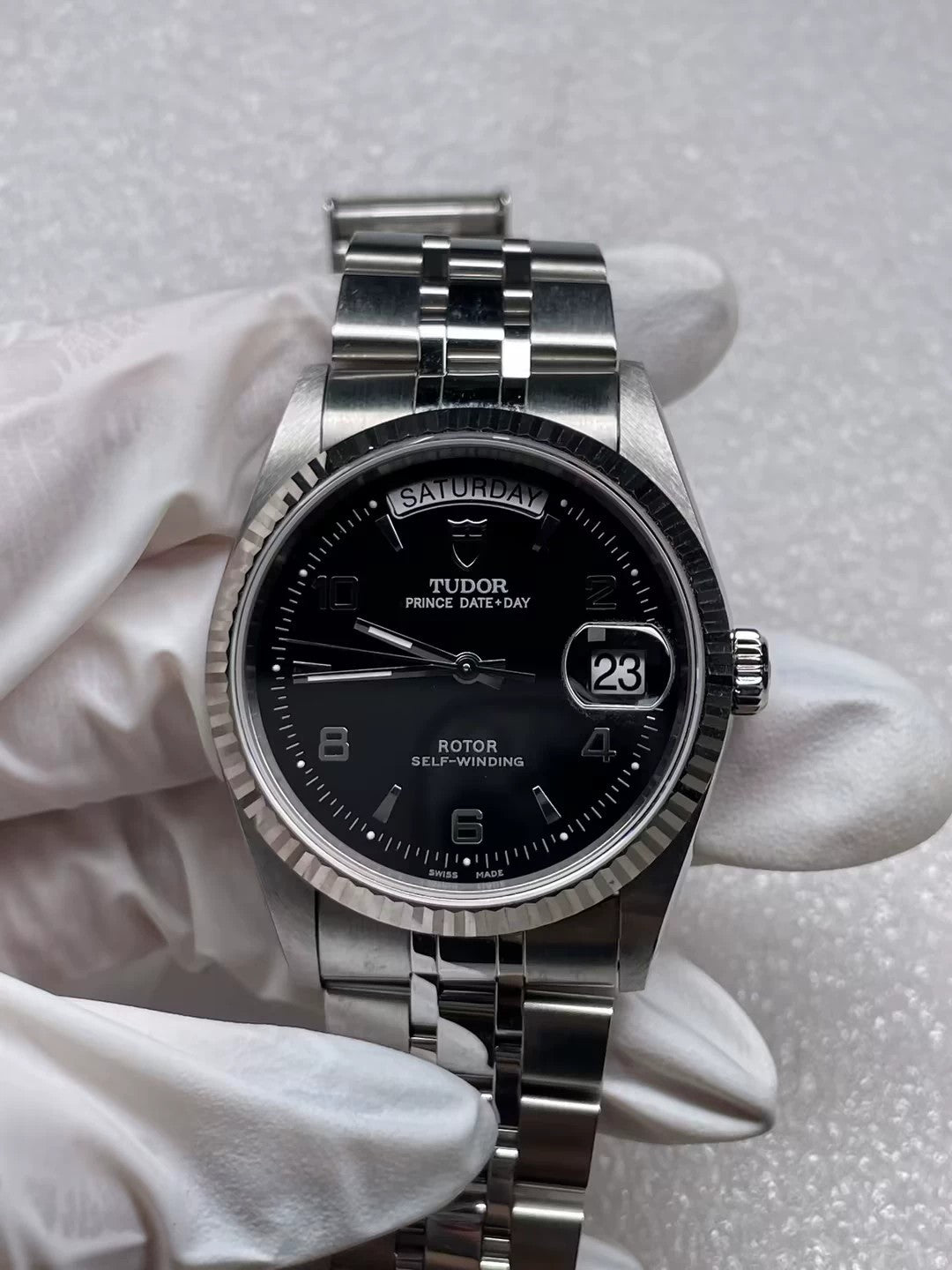 いるか　TUDOR　Prince　DATE'・DAY 2018 Tudor Prince Date Day 76213 Black Stick Dial Full Set