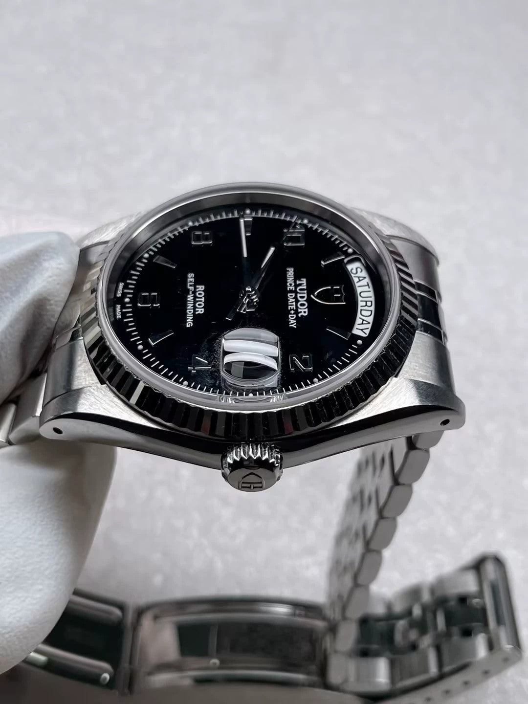 2017 Tudor Prince Date Day 76214 Black Arabic Dial Full Set