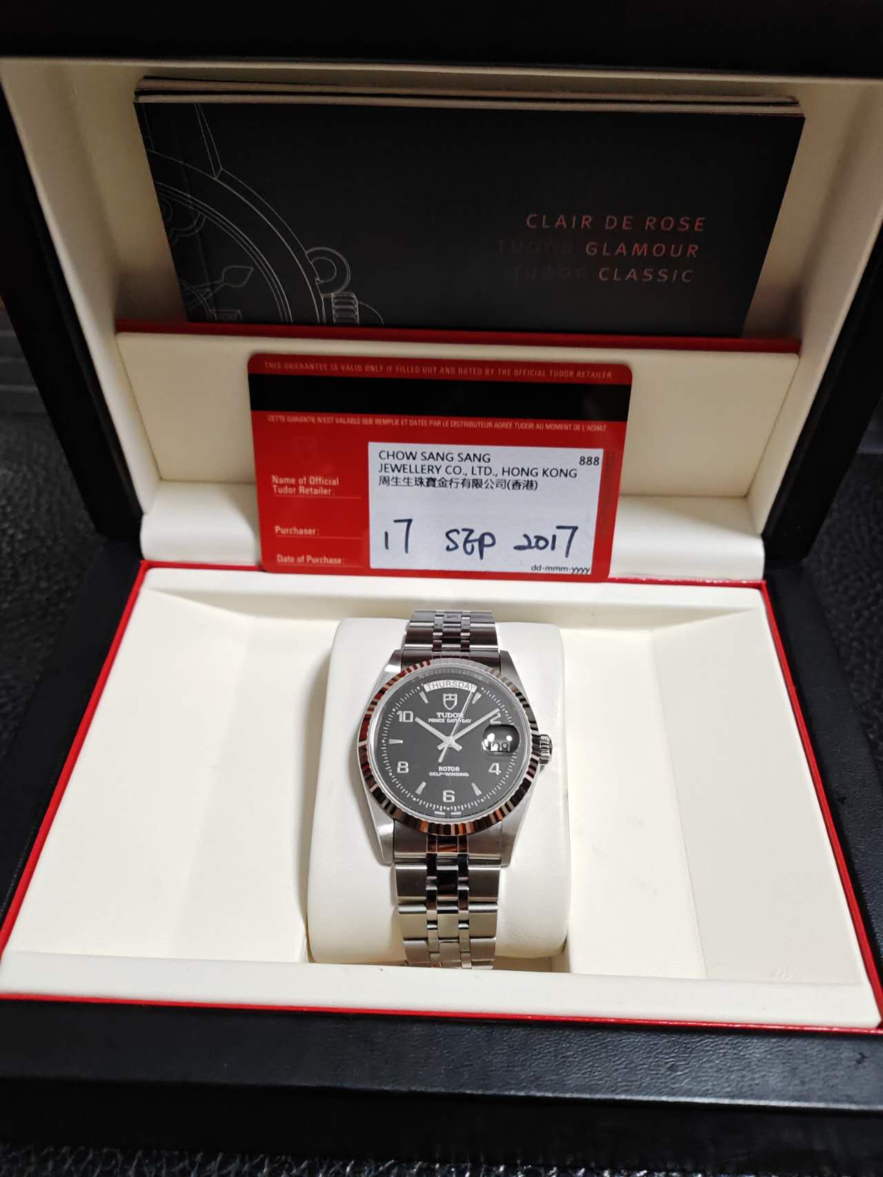 2017 Tudor Prince Date Day 76214 Black Arabic Dial Full Set