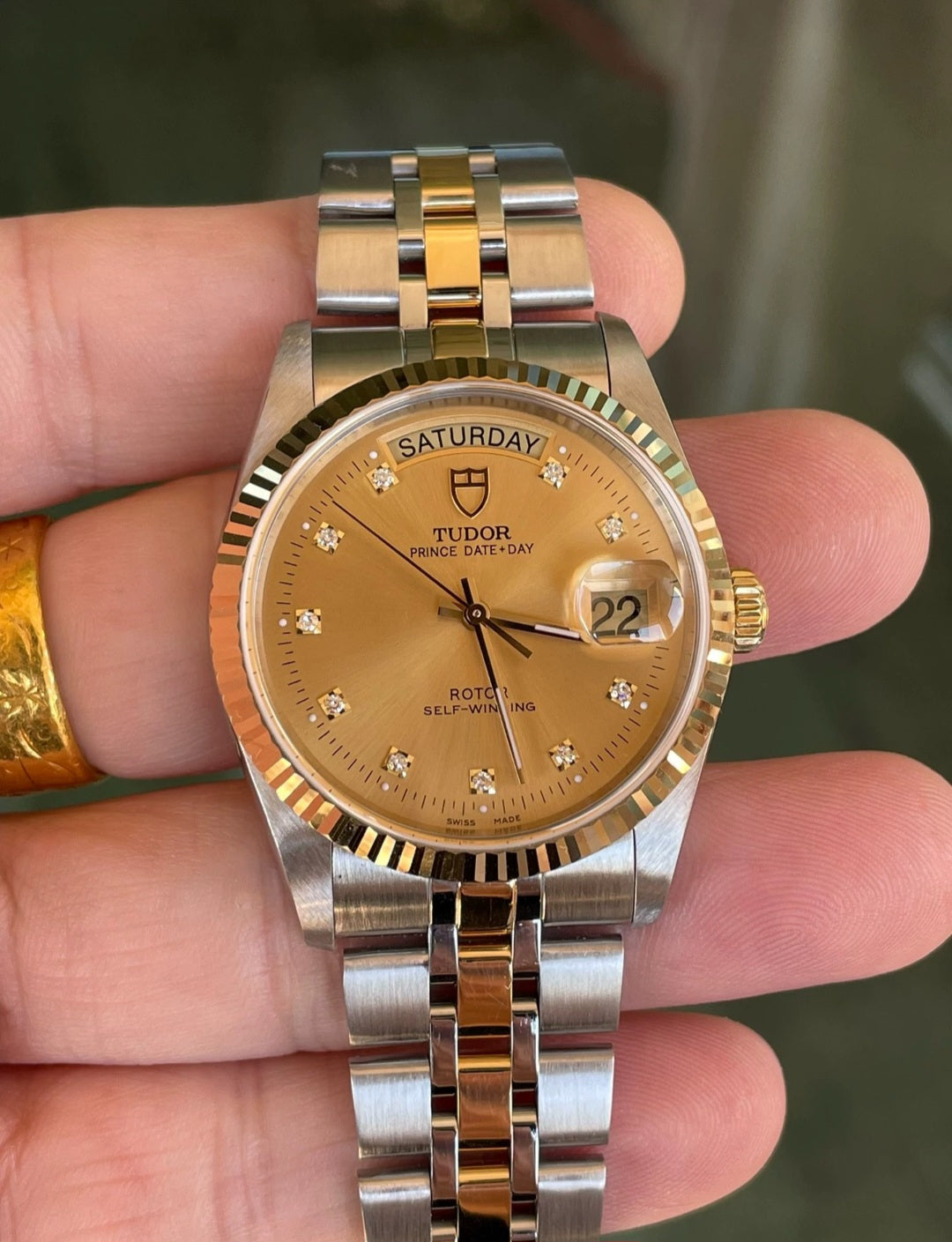 2009 Tudor Prince Date Day 76213 Sunburst Diamond Dial Full Set