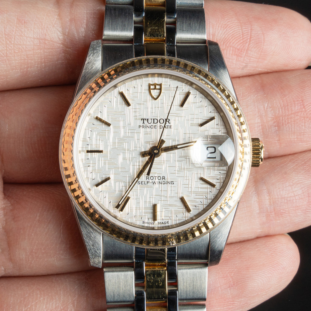 NOS Tudor Prince Date 74033 Linen Dial w/ Box & Papers