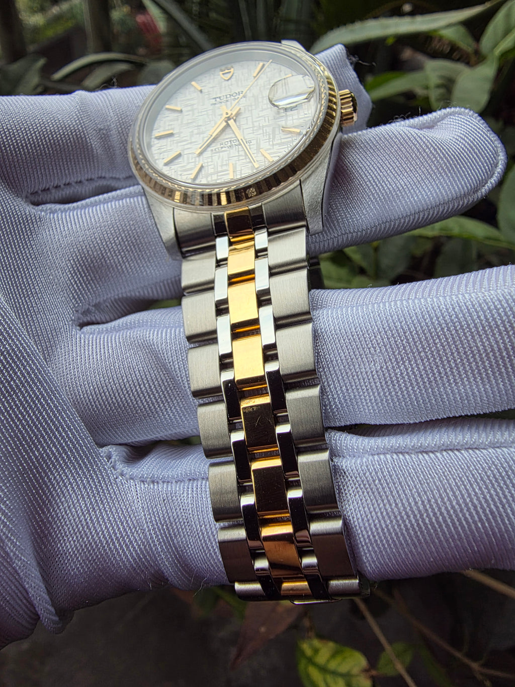 NOS Tudor Prince Date 74033 Linen Dial w/ Box & Papers