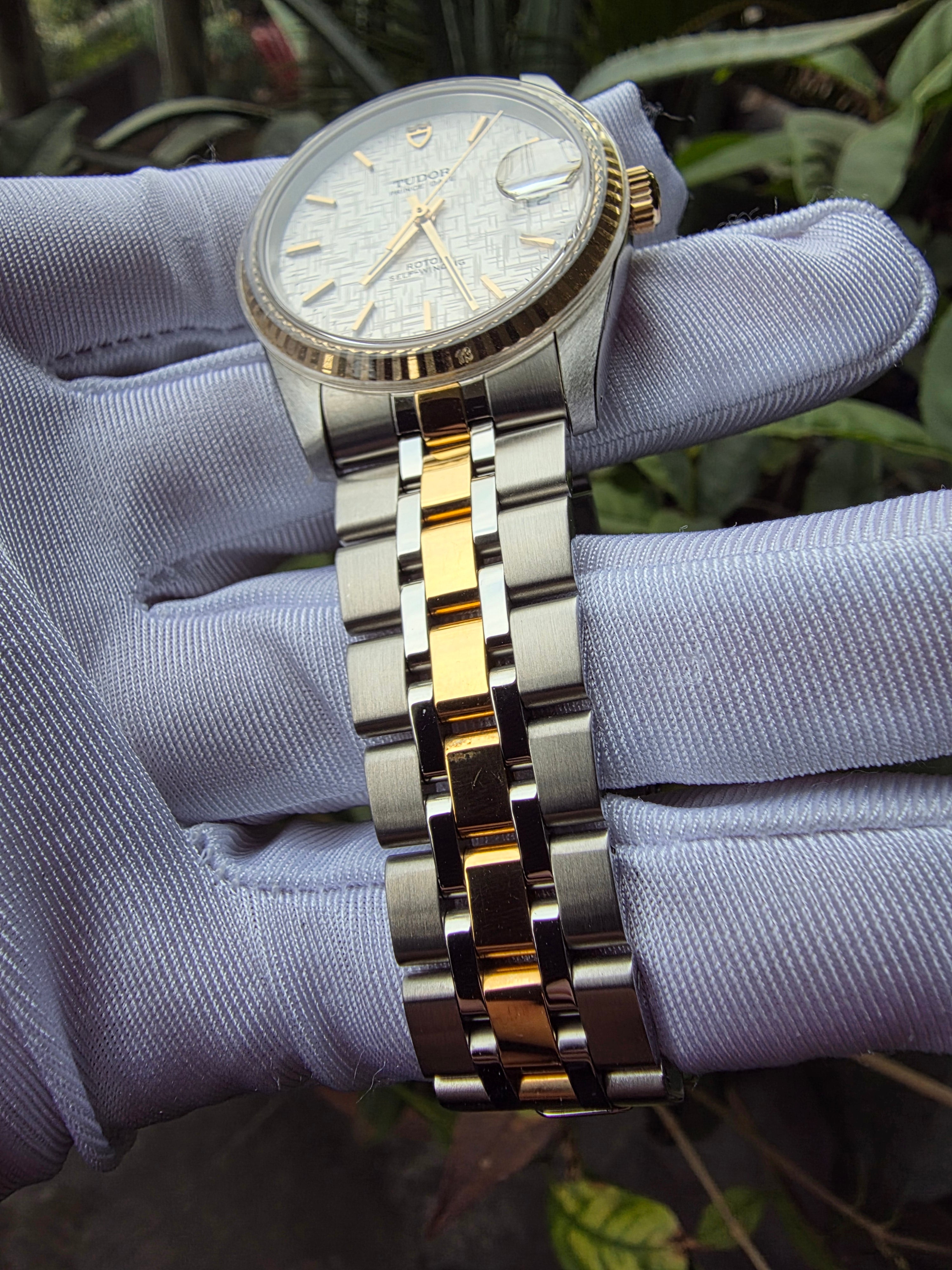 NOS Tudor Prince Date 74033 Linen Dial w/ Box & Papers