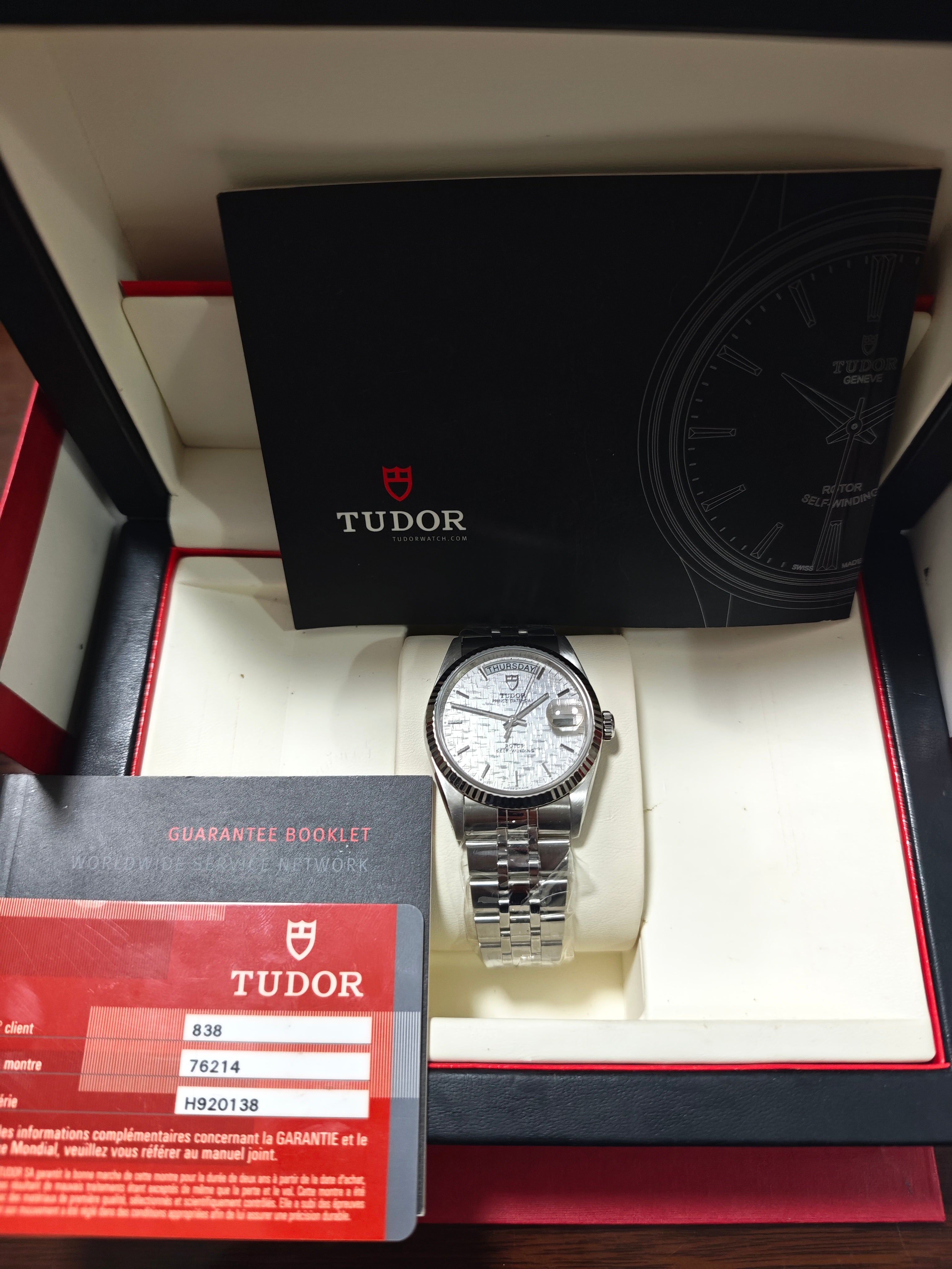 Tudor 76214 Prince Date Day 36mm Linen Dial Full Set