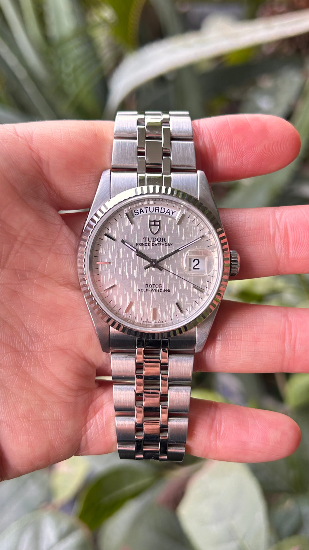 Tudor 76214 Prince Date Day 36mm Linen Dial Full Set