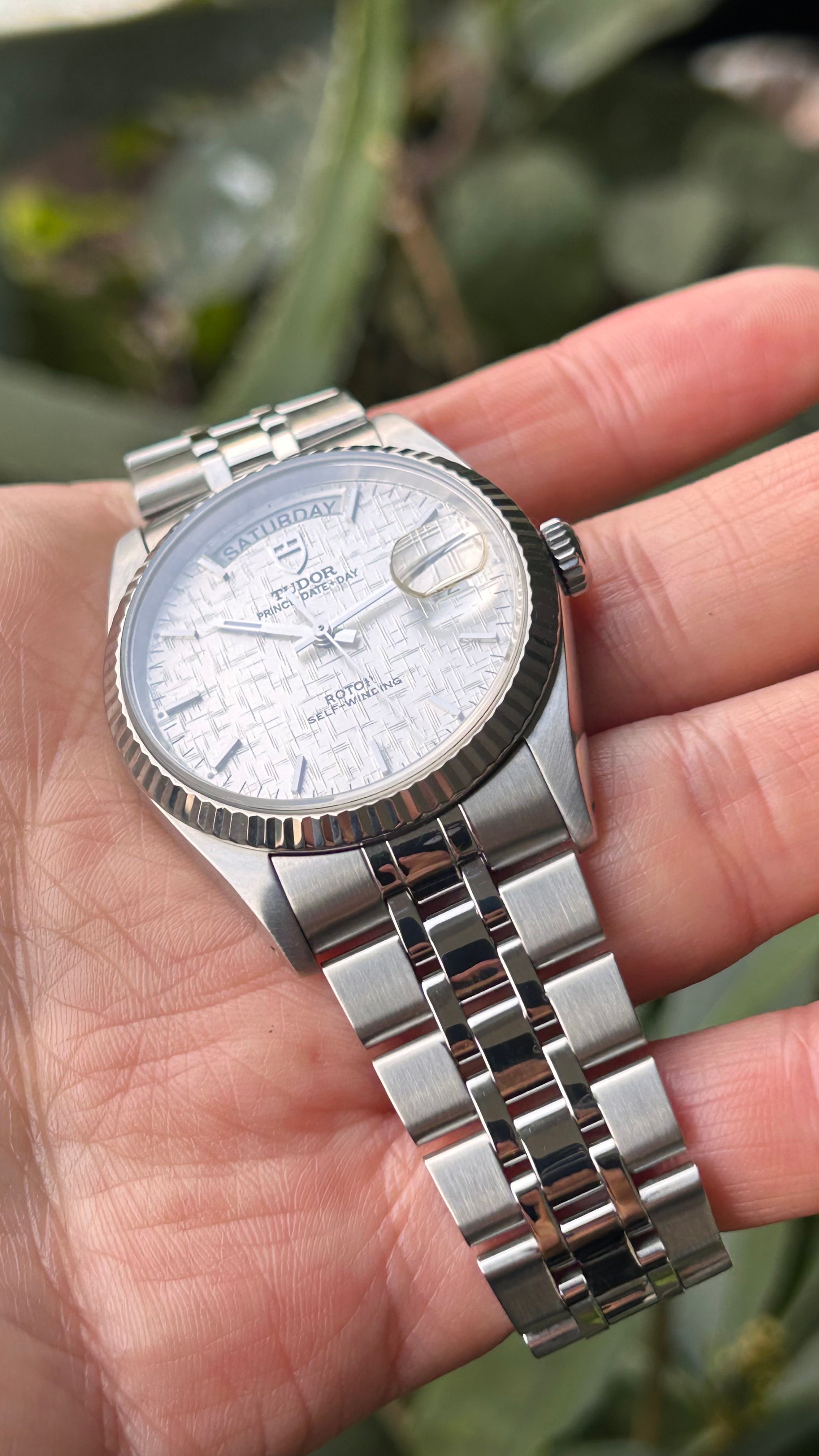 Tudor 76214 Prince Date Day 36mm Linen Dial Full Set