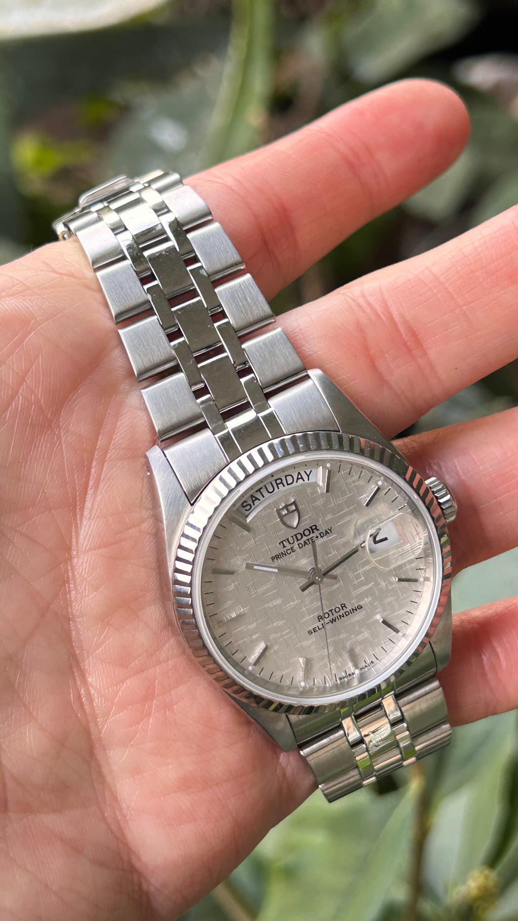 Tudor 76214 Prince Date Day 36mm Linen Dial Full Set