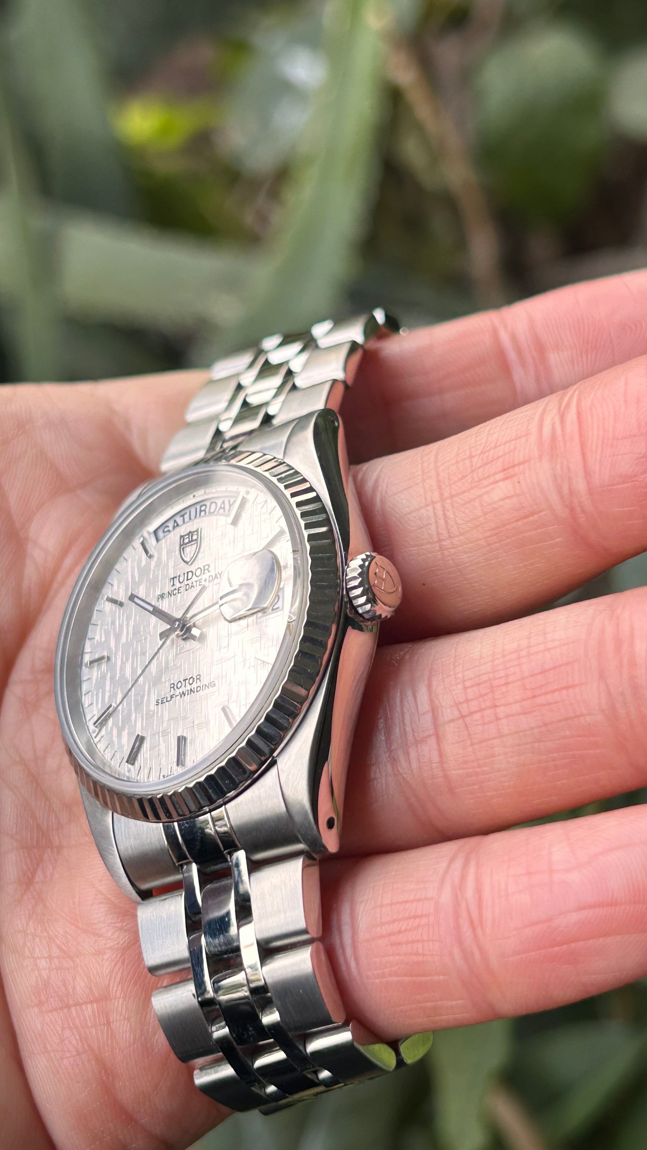 Tudor 76214 Prince Date Day 36mm Linen Dial Full Set